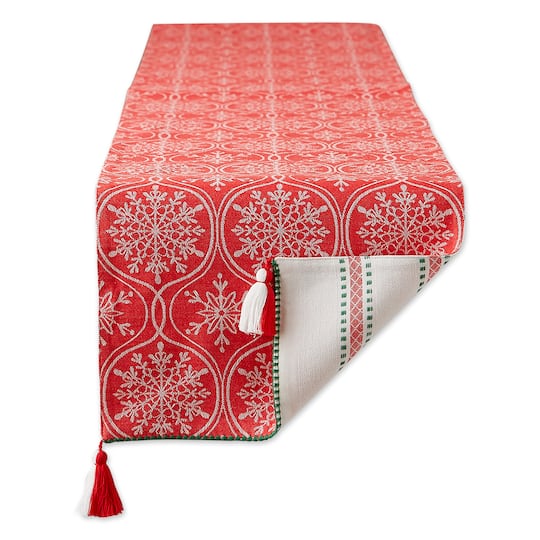 DII® 108'' Joyful Snowflakes Jacquard Reversible Table Runner